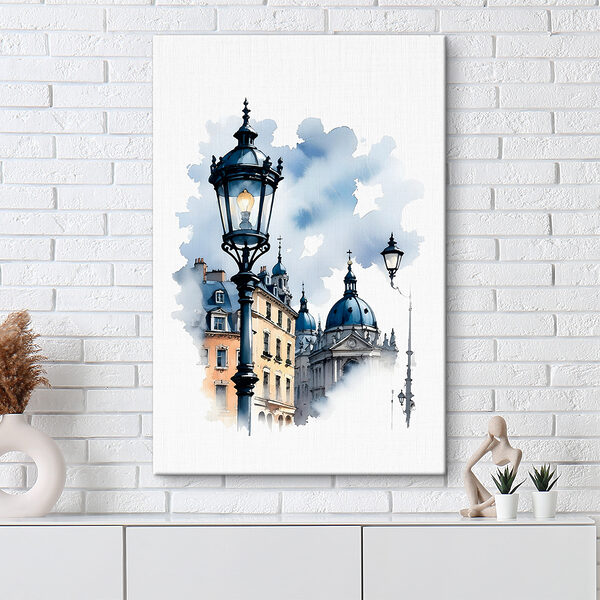 Straßenlaternen und Kuppel unter blauem Himmel Wandbilder Straßenlaternen und Kuppel unter blauem Himmel