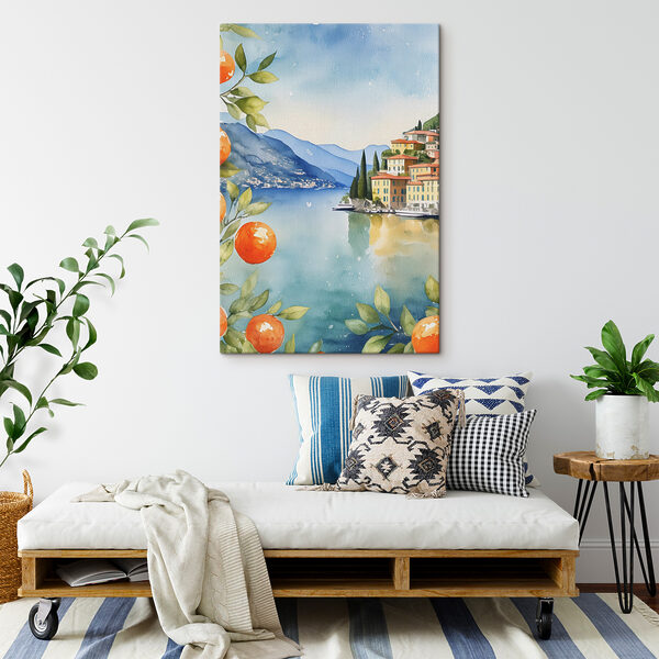 Dorf am See mit Orangenbäumen Wandbilder Dorf am See mit Orangenbäumen