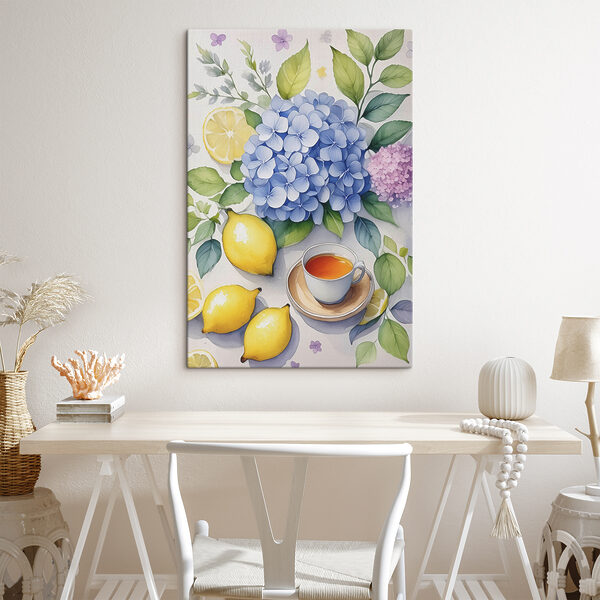 Tee mit Zitronen und Blumen Wandbilder Tee mit Zitronen und Blumen