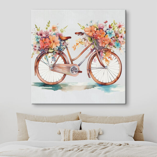 Das Fahrrad ist mit bunten Blumen geschmückt Wandbilder Das Fahrrad ist mit bunten Blumen geschmückt