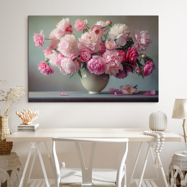 Vase voll mit rosa Blüten Wandbilder Vase voll mit rosa Blüten