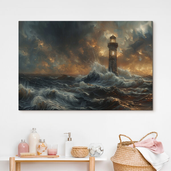 Leuchtturm ragt über stürmische Wellen Wandbilder Leuchtturm ragt über stürmische Wellen