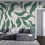 Fototapeten Grüne Blätter verflechten sich zu einem anmutigen Muster