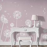 Fototapeten Löwenzahn, der in der Brise treibt