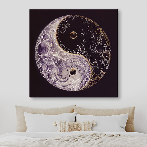 Yin-Yang-Symbol mit Blasen Wandbilder Yin-Yang-Symbol mit Blasen