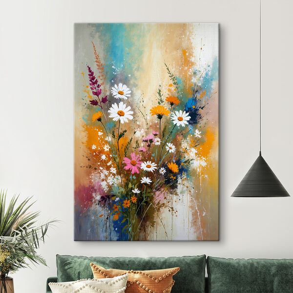 Lebendiges florales Meisterwerk mit Sprenkeln Wandbilder Lebendiges florales Meisterwerk mit Sprenkeln