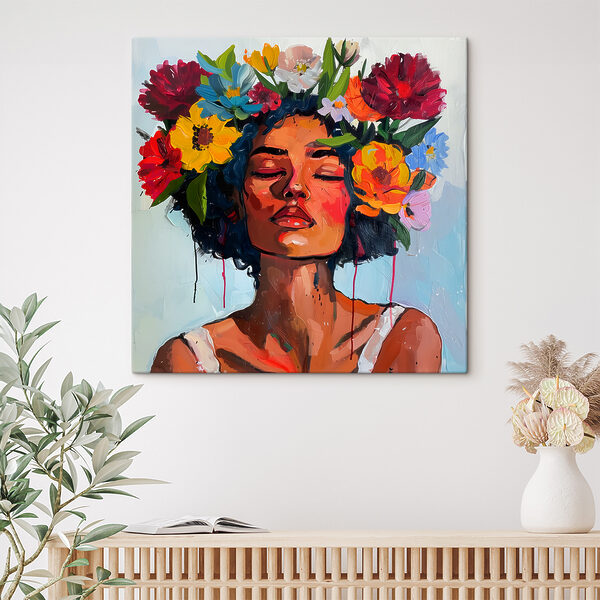 Gemälde einer Frau mit Blumen in ihrem Haar Wandbilder Gemälde einer Frau mit Blumen in ihrem Haar