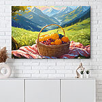 Wandbilder Korb mit Obst auf einer Decke