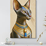 Wandbilder Majestätische Katze mit blauen Akzenten