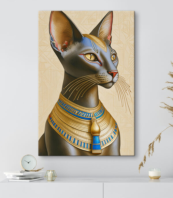 Majestätische Katze mit blauen Akzenten Wandbilder Majestätische Katze mit blauen Akzenten