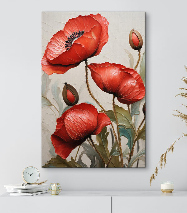 Leuchtend rote Blüten in eleganter Blüte Wandbilder Leuchtend rote Blüten in eleganter Blüte