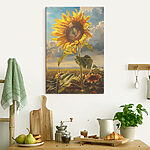 Wandbilder Sonnenblume, die in den Himmel ragt.