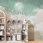 Fototapeten Mond und Sterne am Himmel