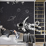 Fototapeten Ein Astronaut schwebt im Weltraum