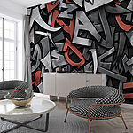 Fototapeten Rotes und schwarzes Logo