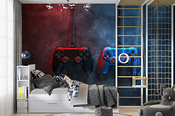 Blauer Videospiel-Controller Fototapeten Blauer Videospiel-Controller