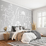 Fototapeten Weiße Blume mit grauem Hintergrund