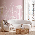 Fototapeten Silhouetten von Wildblumen auf rosa