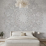 Fototapeten Weißes Blumenmuster auf weißer Oberfläche