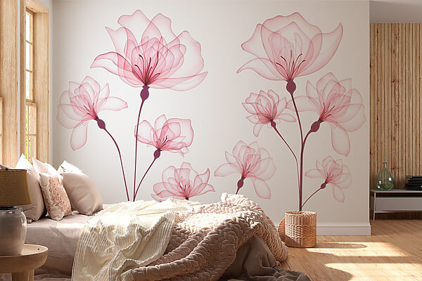 Fototapeten Gruppe von rosa Blumen