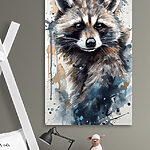 Wandbilder Waschbär mit Aquarellspritzern