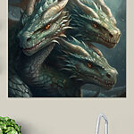 Wandbilder Gruppe von Drachen mit scharfen, spitzen Hörnern