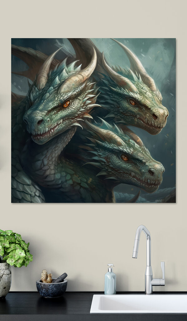 Gruppe von Drachen mit scharfen, spitzen Hörnern Wandbilder Gruppe von Drachen mit scharfen, spitzen Hörnern