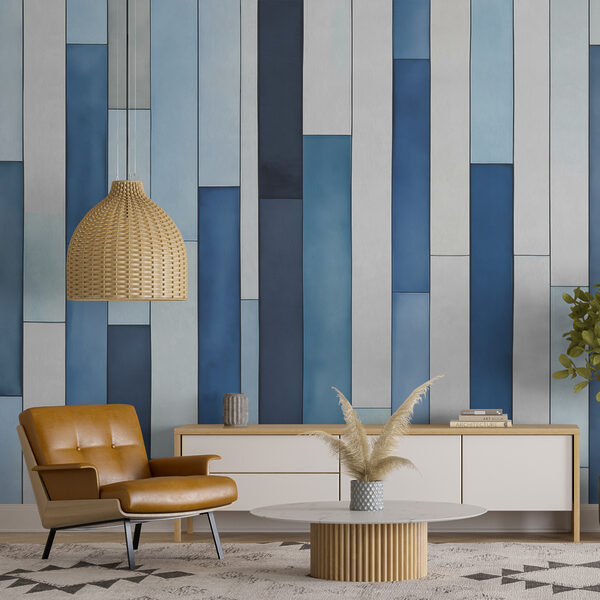 Blau und weiß gestreifte Wand Fototapeten Blau und weiß gestreifte Wand