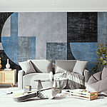 Fototapeten Schwarz-blau-weißes Kunstwerk