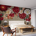 Fototapeten Gruppe von Blumen auf grauem Hintergrund