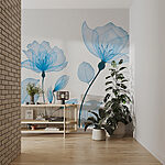 Fototapeten Blaue Blumen mit Blättern