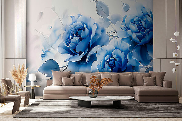 Gruppe von blauen Blumen Fototapeten Gruppe von blauen Blumen