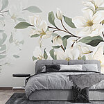Fototapeten Elegante weiße florale Illustration