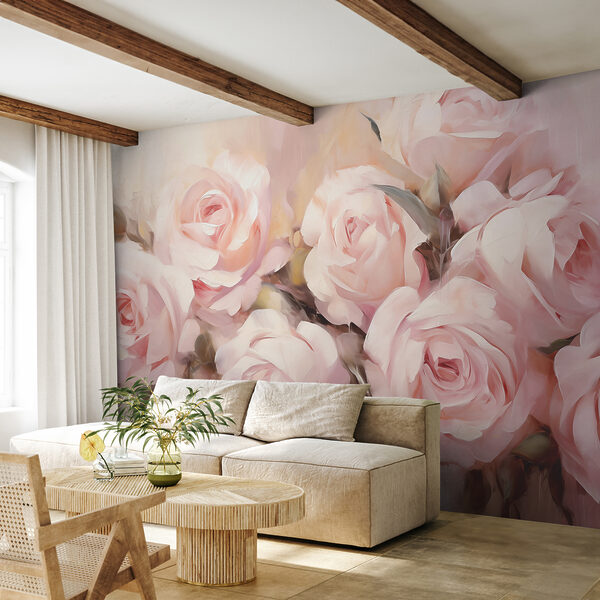 Gemälde von rosa Rosen Fototapeten Gemälde von rosa Rosen