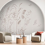 Fototapeten Vögel fliegen über hohes Gras