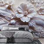 Fototapeten Weiße Blüte und Blätter