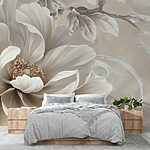 Fototapeten Elegante cremefarbene Blüte auf Vintage-Leinwand