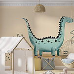 Fototapeten Cartoon Dinosaurier mit Pflanzen und Blättern