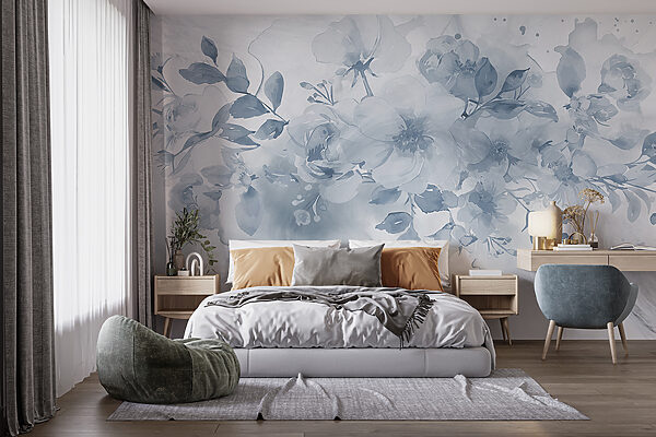 Ätherisch florale Aquarell-Traumlandschaft Fototapeten Ätherisch florale Aquarell-Traumlandschaft