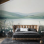 Fototapeten Gemälde eines Blumenfeldes