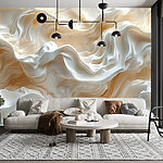 Fototapeten Cremige Wellen in surrealer Landschaft