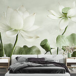 Fototapeten Lotus blüht in zarten Schattierungen