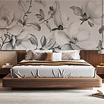 Fototapeten Elegante monochrome florale Illustration