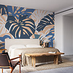 Fototapeten Blaue und weiße Blätter