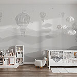 Fototapeten Gruppe von Heißluftballons in den Himmel