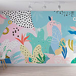 Fototapeten Buntes Muster mit verschiedenen Formen und Farben