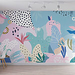 Fototapeten Buntes Muster mit verschiedenen Formen und Farben