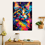 Wandbilder Bunte Katze mit blauen Augen