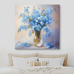 Wandbilder Gemälde mit blauen Blumen in einer Vase