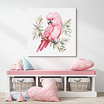 Wandbilder Rosa Vogel auf einem Zweig